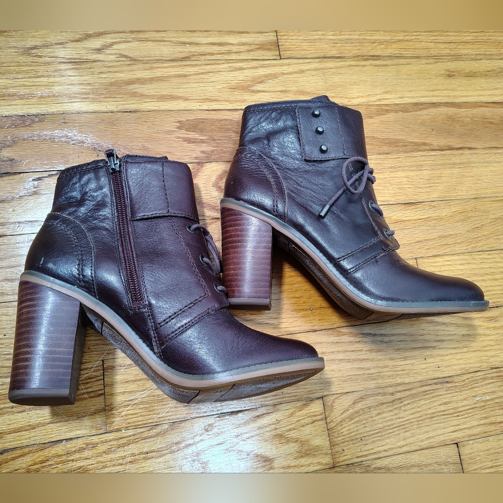 Franco Sarto Women's Leather Dark Brown Heeled "Eden" Boots Size 7